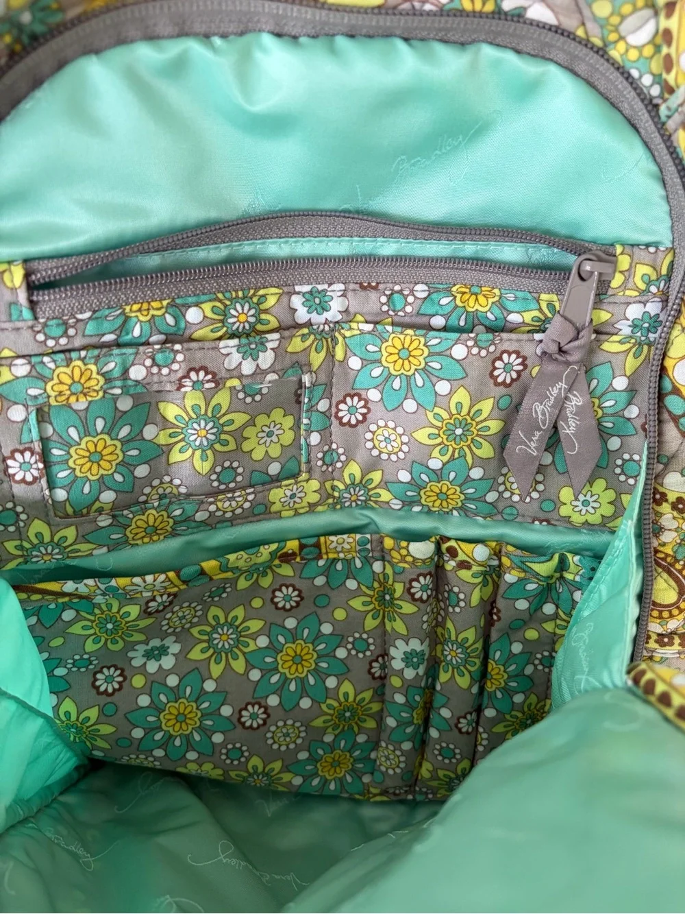 Vera Bradley Lemon Parfait Backpack Large Bag Quilted Paisley Computer preowned